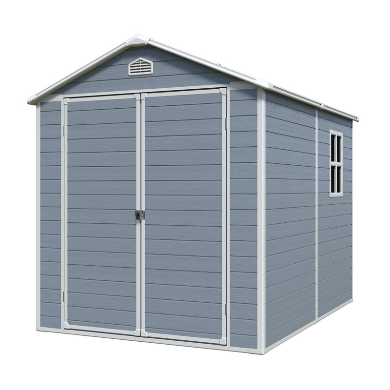 Ensemble de 8 po x 6 pi en résine pour l'extérieur, parfait pour ranger des meubles de patio, gris (W540S00021) (W540S00051)