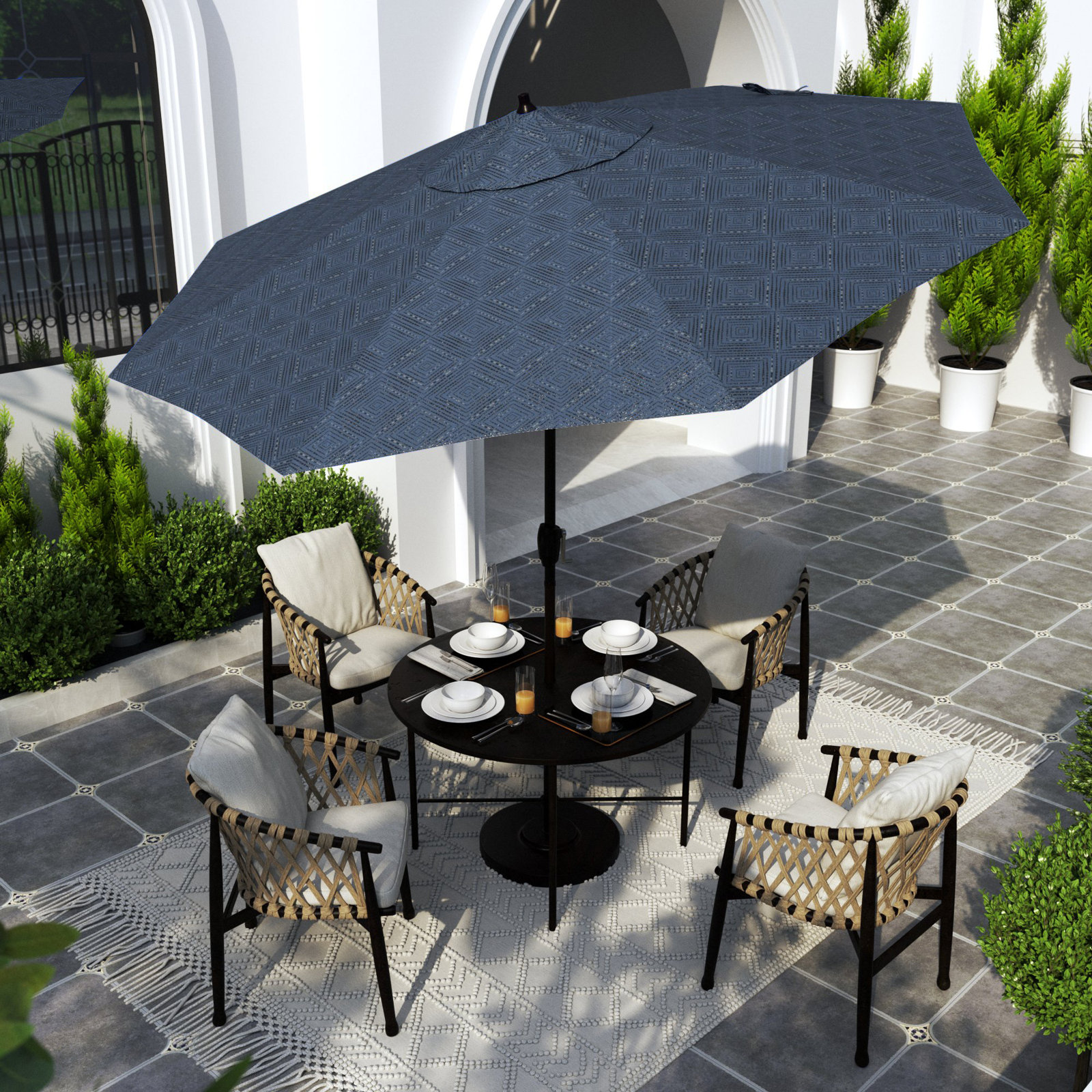 Astraea 108'' Outdoor Umbrella, Domino Lagoon - Pacifica Premium