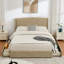 Lit plateforme tapissier avec 4 tiroirs Braya, brun clair, grand-123040030-123040027