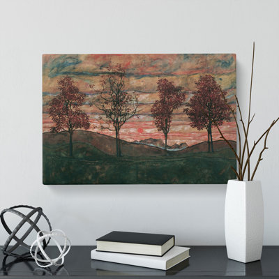 Four Trees by Egon Schiele - Wrapped Canvas Painting