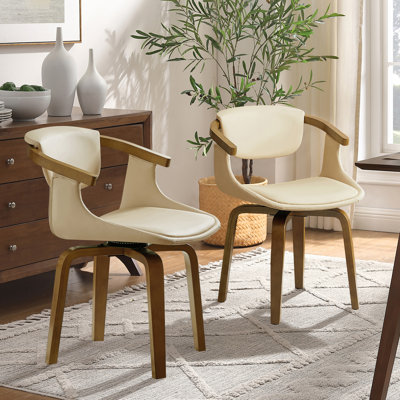 Wathen Faux Leather Upholstered Swivel Dining Arm Chair