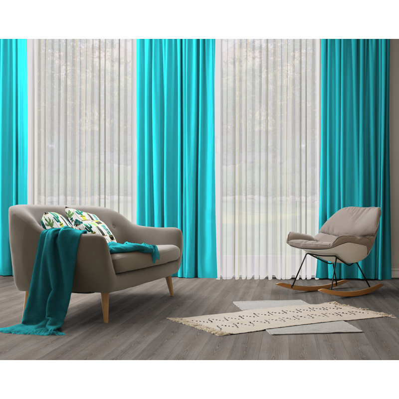Polyester Blackout Pinch Pleat Curtain Panel, Turquoise, 142cm wide x 355cm high