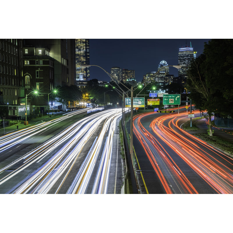 Only In Boston At Night by Leembe - Wrapped Canvas Print, 30cm H x 46cm W