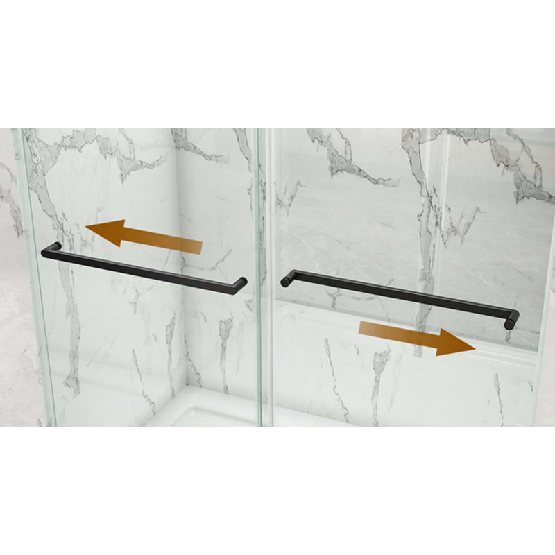 Porte de douche sans cadre, porte de douche coulissante double avec verre trempé épais 3/8 po de qualité supérieure, acier inoxydable