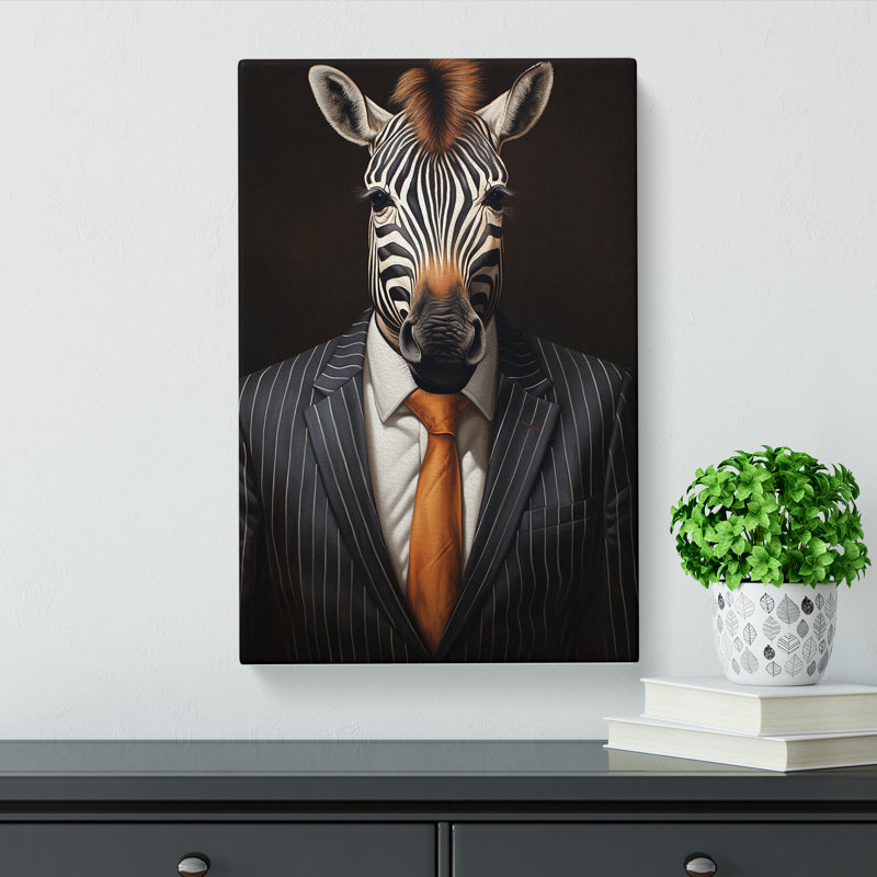 Zebra In A Suit No.2 - Print, 60cm H x 40cm W x 3cm D