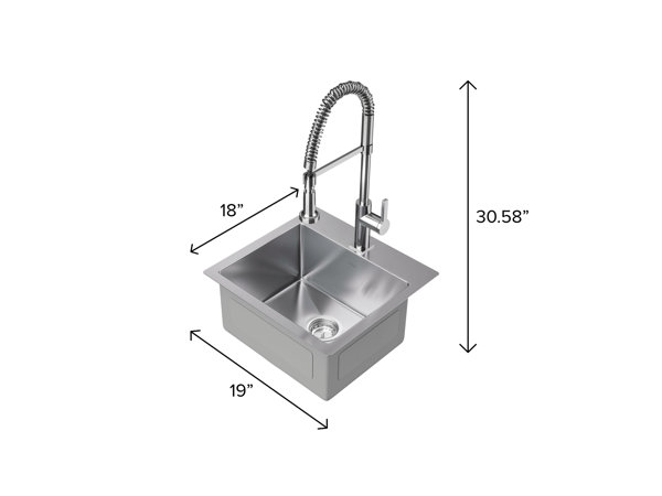 NewAge Products 19 L x 18 W Flush Mount Kitchen Sink with Faucet