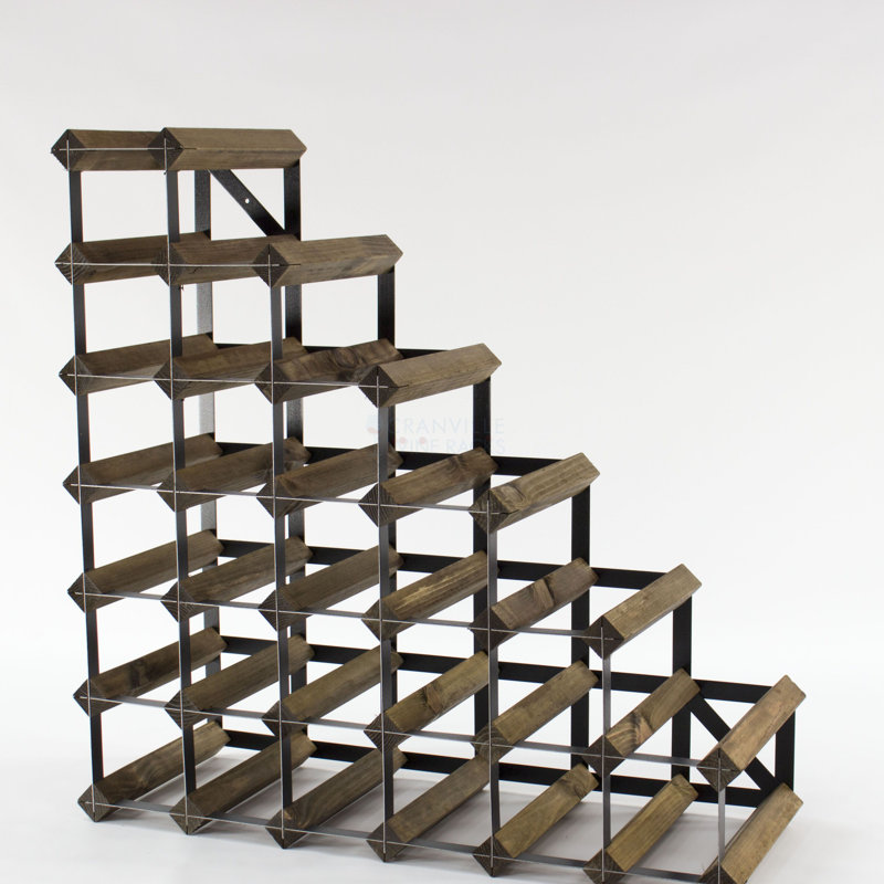 Liddle 27 - Bottle Wine Bottle Rack, Walnut Stained Pine / Black Steel