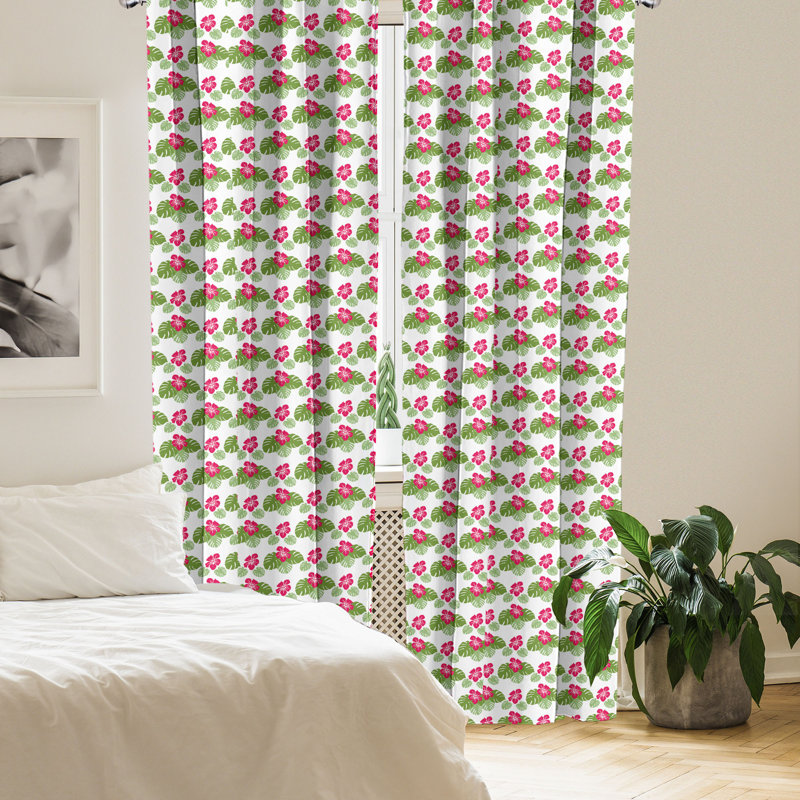 Rideaux 4 panneaux East Urban Home Tropical, L 56 po x L 84 po