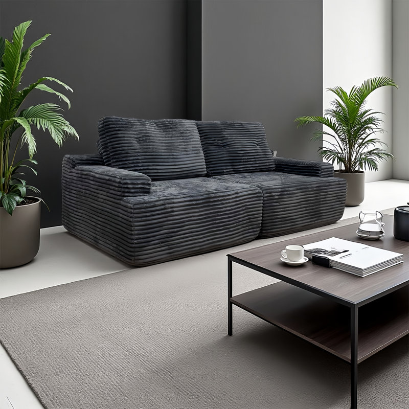 Modern Minimalist Gray Double Seat Compression Sofa Reception Sets