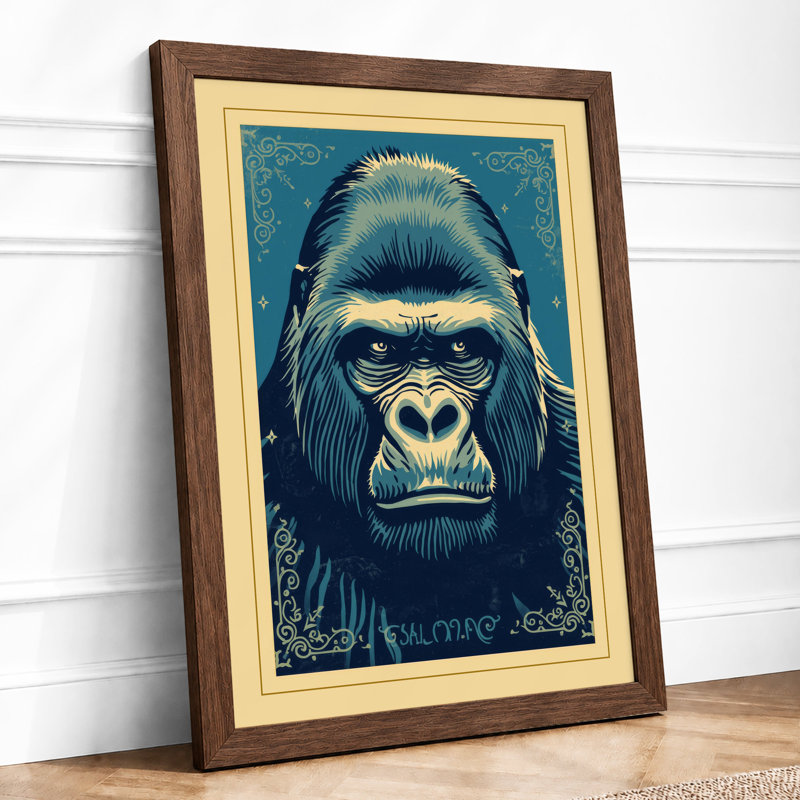 Harambe Retro - Framed Print, Walnut, A4 - 29.7 x 21.0 cm
