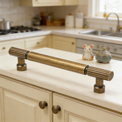 Contemporary Cabinet Pulls 10 Pack, 5 Inch Hole Centre, Zinc Alloy With Antique Brass Finish, Sleek Straight Bar Design For Kitchen Drawers, Bathroom Vanities And Furniture