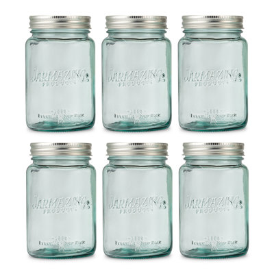 Paquet de six pots Mason en verre recyclé - Pinte