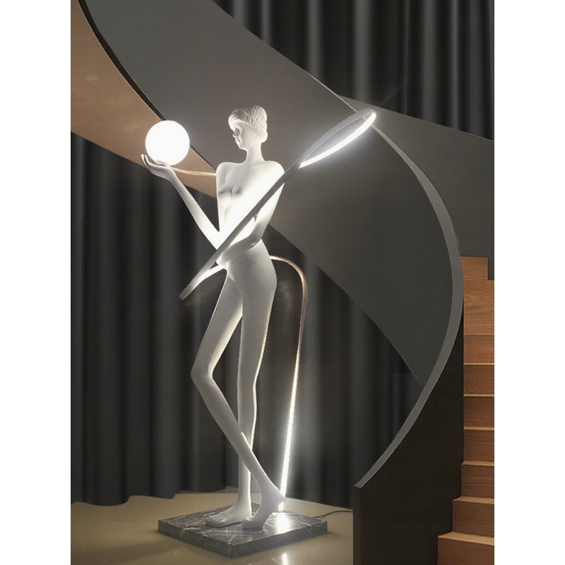 Minimalist Modern Fiberglass Resin Floor Lamp, White