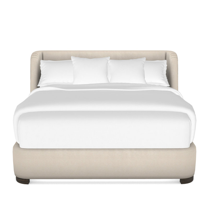 Tansy Solid Wood Wingback Bed, King, Havana, Nomad Sand