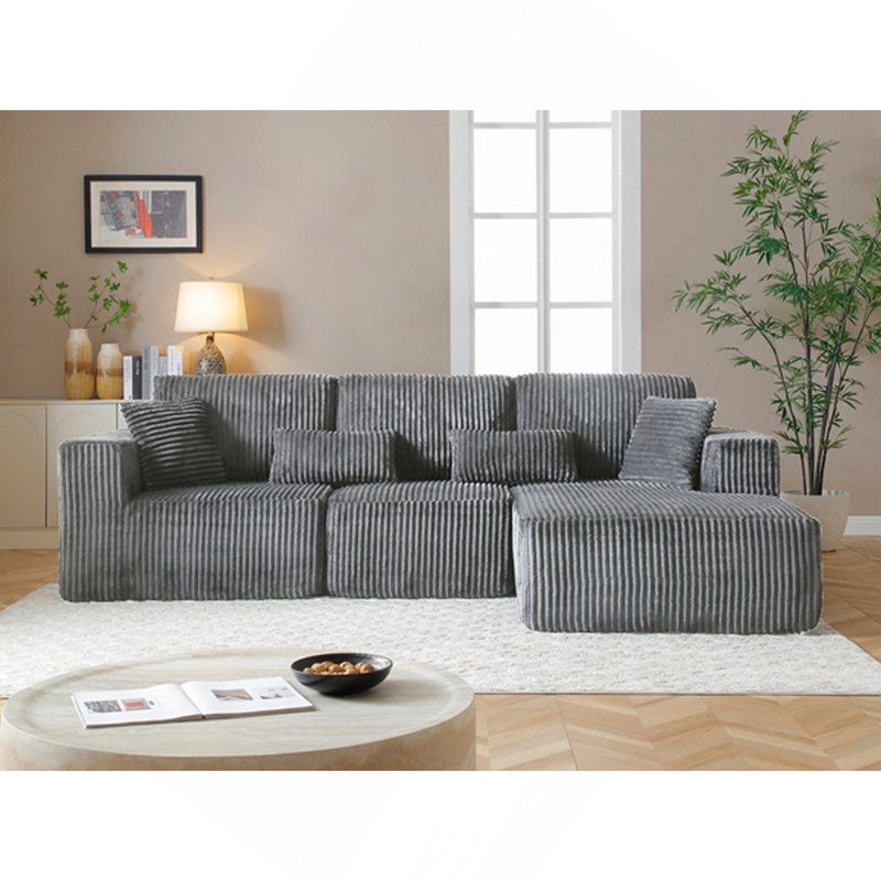 Canapé modulaire en forme de L avec fauteuil inclinable en forme de L et canapé inclinable de 107,5 pouces à poils de lapin, siège profond Mdoren, pas besoin de l'assembler