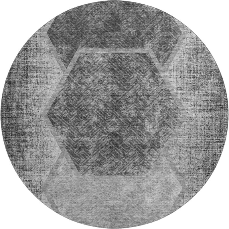 Tapis gris Prisco lavable à la machine de qualité supérieure, Rond 8 pi