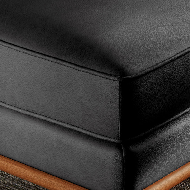 Shanteka 31" Leather Ottoman, Noir, noir, noir, noir