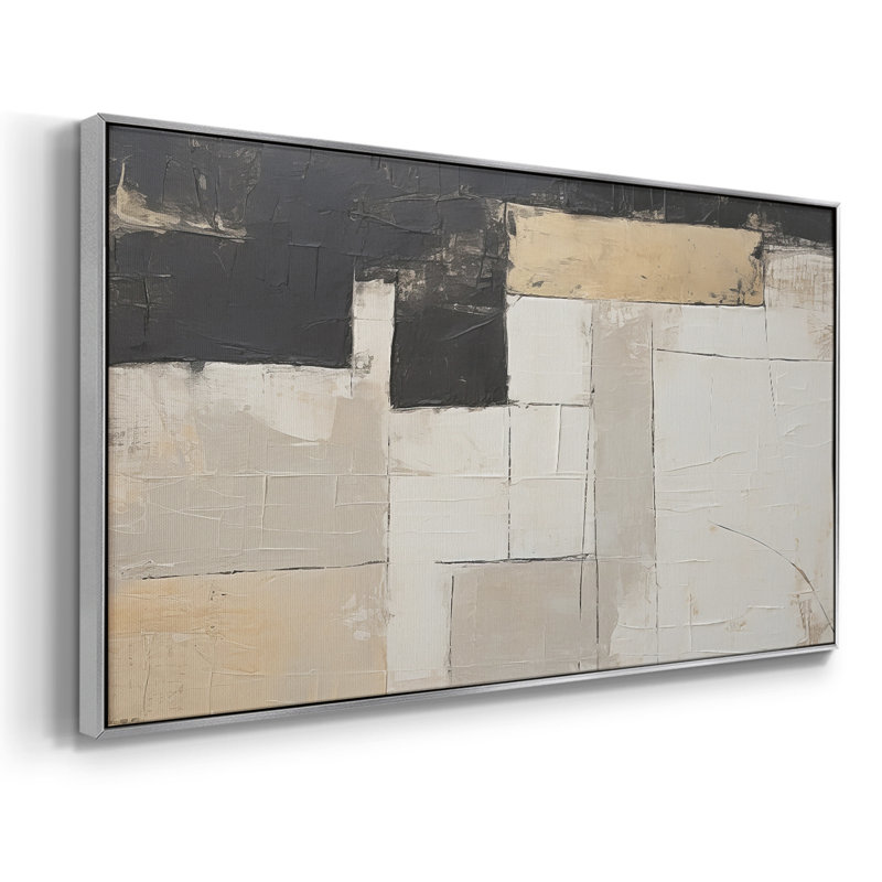 «Abstract Series» -CCCLLXXVII - Toile tendue avec châssis encadré - Prêt à être accroché, H 17 po x l 33 po, Argent argent