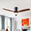 Ventilateurs de plafond en bois à intensité variable de 52 pouces avec lumières et télécommande - Ventilateur de plafond à profil bas 3 pales pour patio Ventilateur de chambre à coucher avec éclairage pour porche de salon