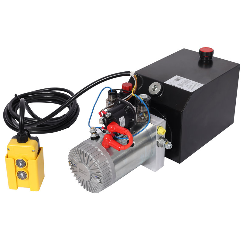 Groupe hydraulique, 47 x 18 x 18 cm, acier, 1 pièce, pompe hydraulique, noir, 12 V CC