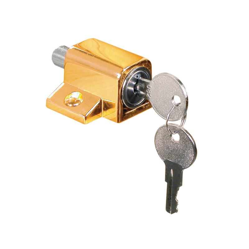 Prime-Line Keyed Sash Lock, 9/16 in. Projection, Diecast, Brass Plated Finish (Single Pack)