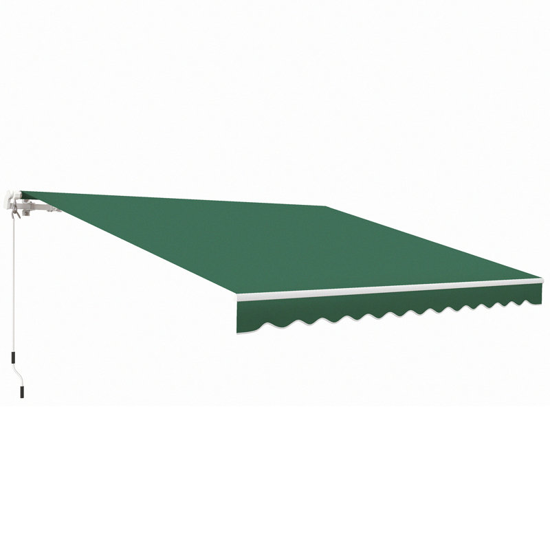 Auvent de patio rétractable, L 144 po x P 120 po, Vert, Couleur unie