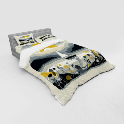 Ambesonne Nautical Bedding Set  Blue Gray and Earth Yellow