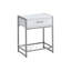 Table d'appoint, table de chevet contemporaine avec tiroir de rangement et tablette en verre, petite table de chevet-1952055071