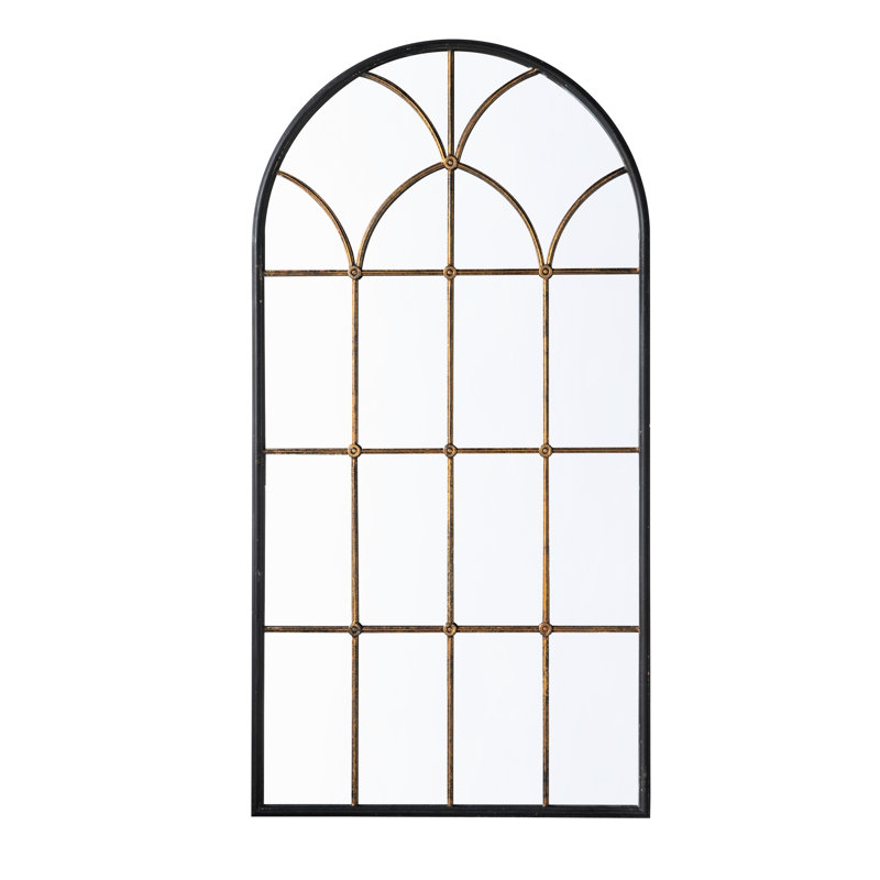 34X65.5" Arched Black And Gold Decorative Mirror, A Great Addition To Bedroom Living Room Collections Ideal For Makeovers