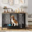 Mobilier de cage pour chien roulant, caisse de meuble d'intérieur de 48 pouces avec plateau à petits pots, grand chenil pour grands, moyens et petits chiens