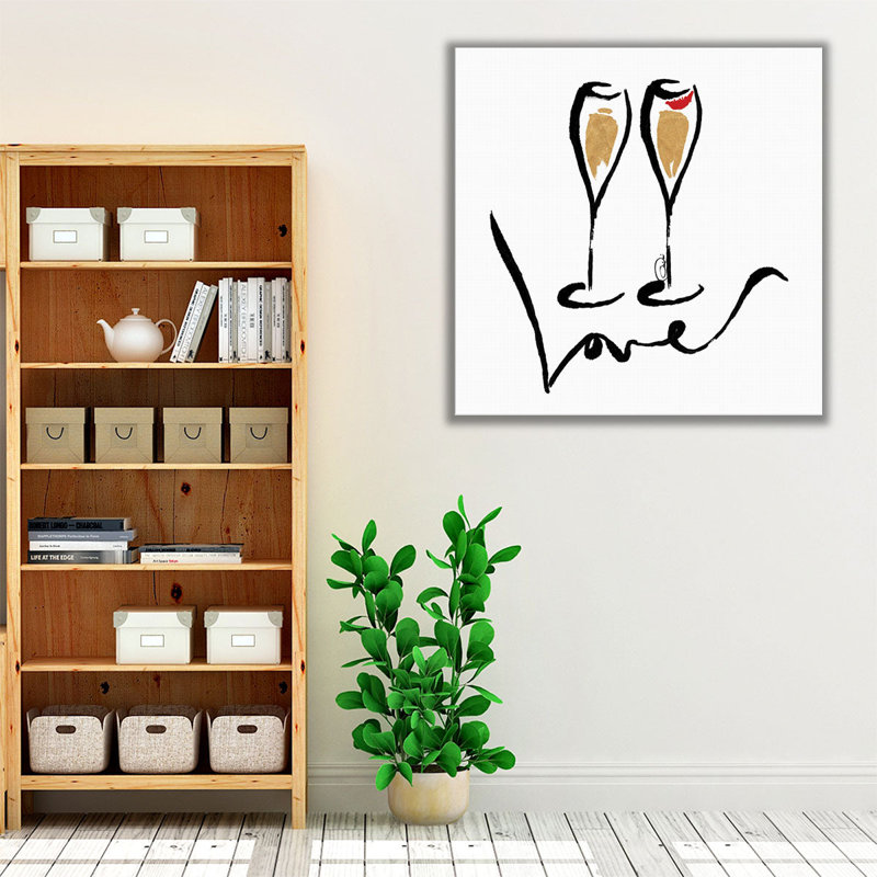 «Love Champagne», reproduction d'art sur toile, H 12 po x l 12 po