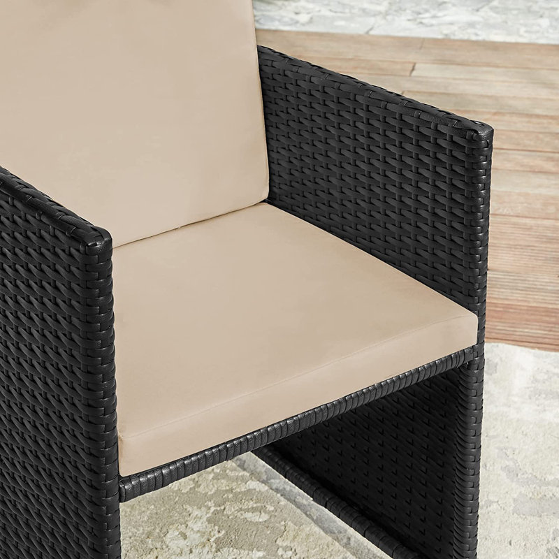 Ernesta 8 - Person Wicker Patio Dining Set with Square Table , Cushions Included, Black