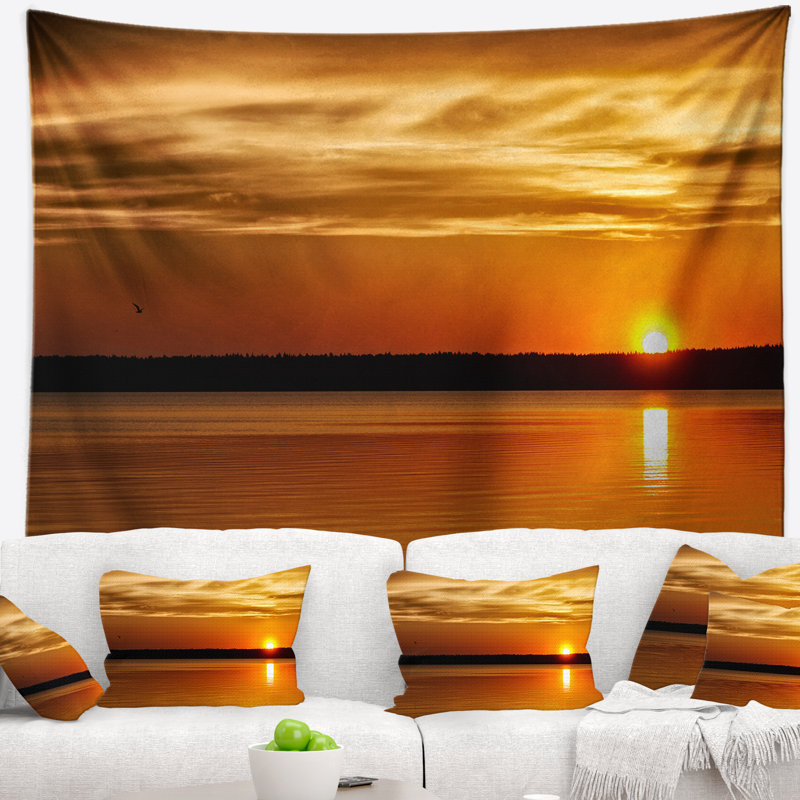Tapisserie paysage marin jour et nuit, H 32 po x l 39 po