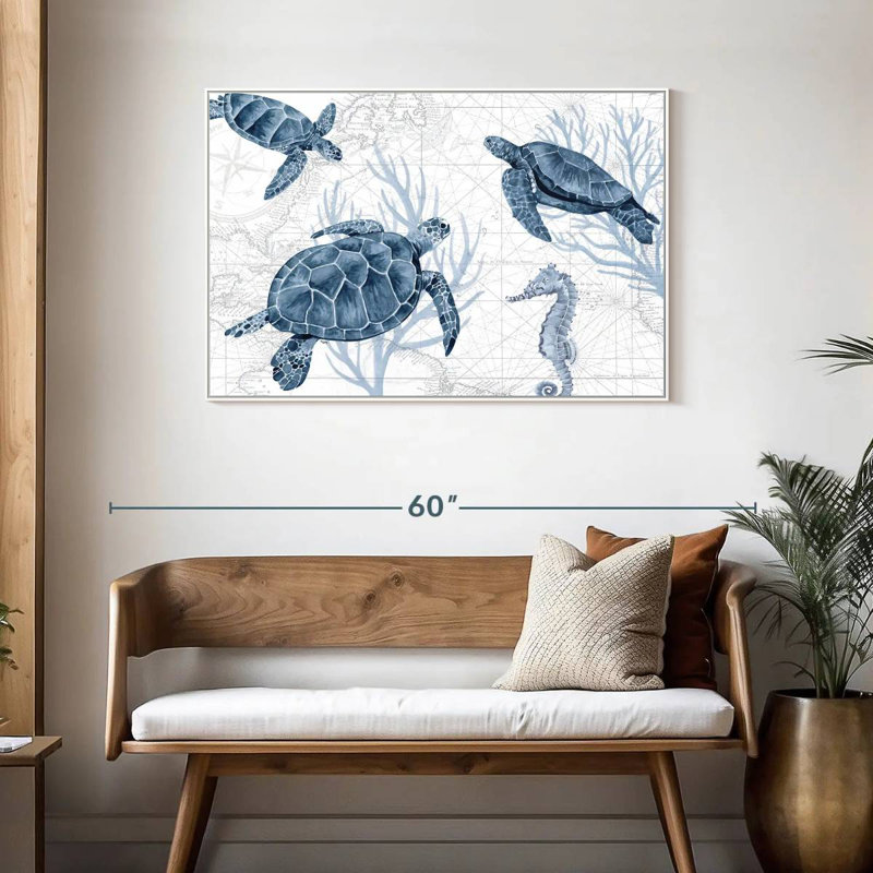 Bleu profond I sur blanc, Cadre flottant blanc, 40 po x 27 po