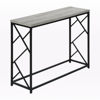 Leanna Gray Finish Entryway Accent Table With Black Metal Leg, 31.74" H X 43.83" W X 13.45" D