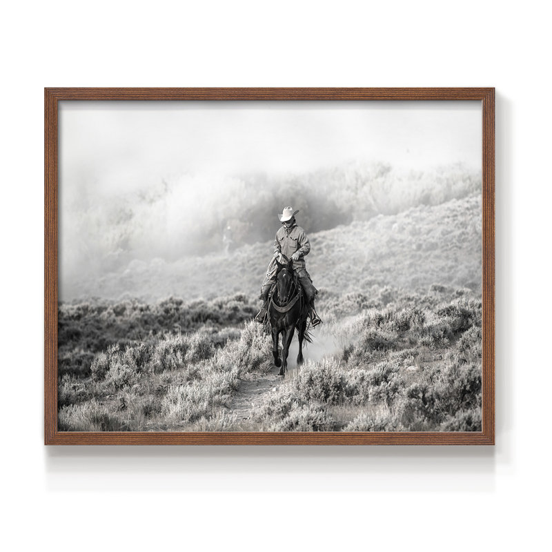 Cowboy -Framed Print - Restickable, H 8 po x l 10 po, Noyer
