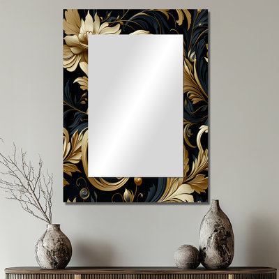 Zaron noir et or Intrigue Elegance - miroir décoratif en marbre, miroir mural abstrait, impression d'art en métal