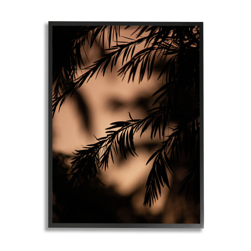 «Night Silhouette Tree Leaves», estampe numérique par Lil 'Rue, Giclée encadrée noir minuit, H 14 po x l 11 po x P 1,5 po