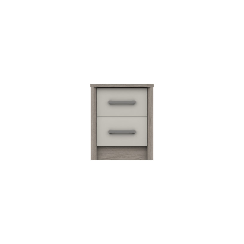 Colville 18cm W Solid Wood Bedside Table, Grey Oak/White Grey Gloss