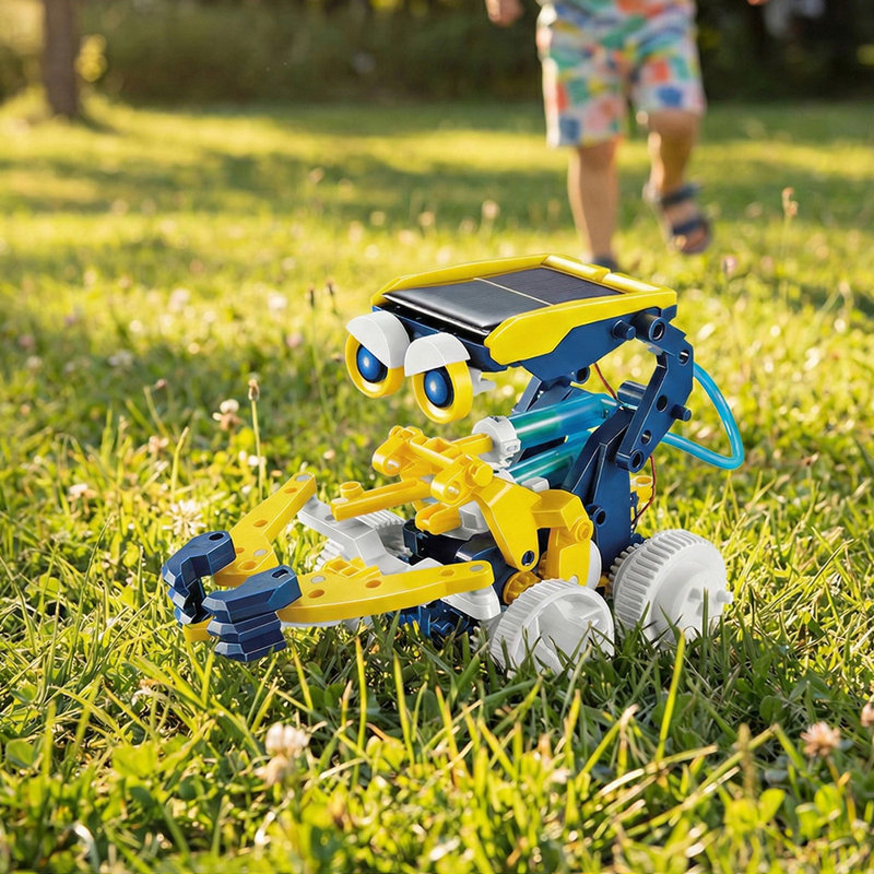 11-in-1 STEM Education DIY Solar Robot Toys Kit, Yellow/Red