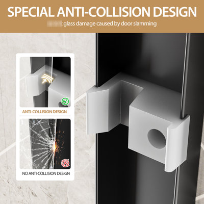 Double Sliding Shower Door48" Wide And 72" Highmatte Black Aluminum Frameclear Tempered Glassanti-Rust Frame Handlesadjustablebathroom 48" W X H Matte Door, 1/4"  6Mm  Clear Glass With -Proof Film,