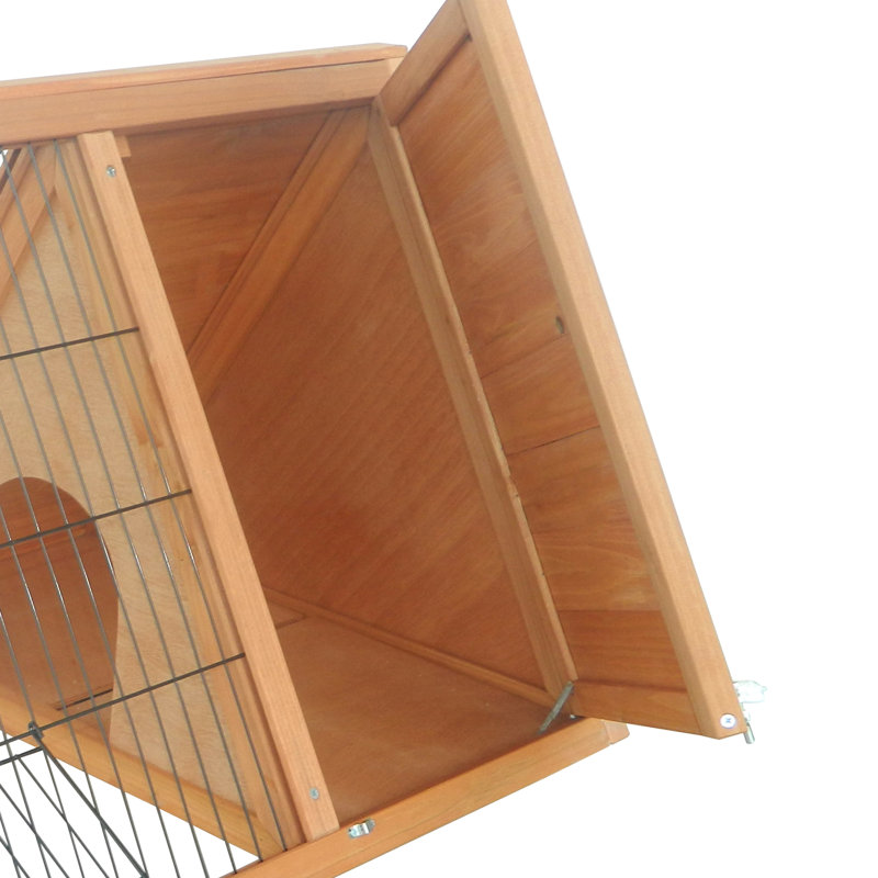 Parc pour lapin 46 po x 24 po jaune en bois - extérieur avec fil de roulement et de ventilation