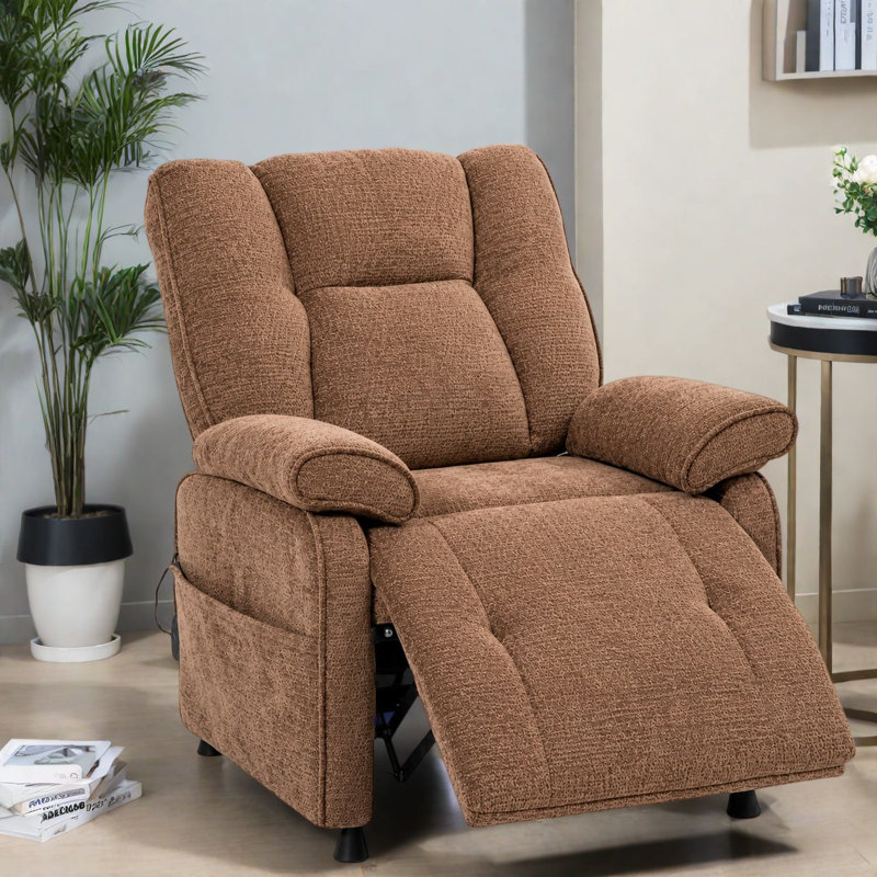 Fauteuil inclinable électrique avec rangement, fauteuil de salon moderne réglable en chenille