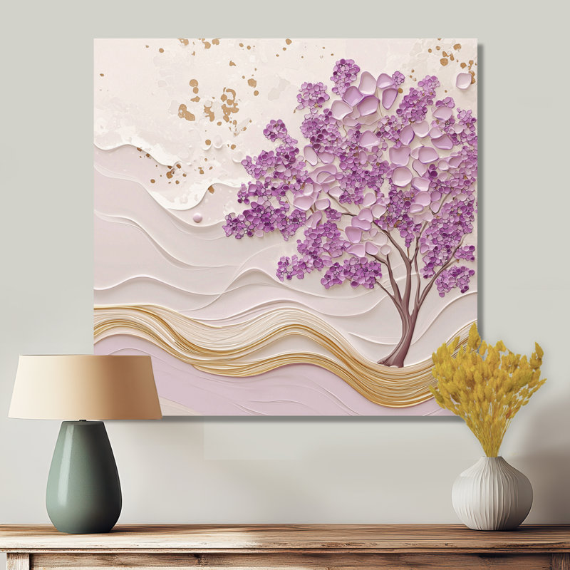 Arbre mauve jacaranda printanier mauve, H 36 po x l 36 po, Toile tendue, Ne s’applique pas
