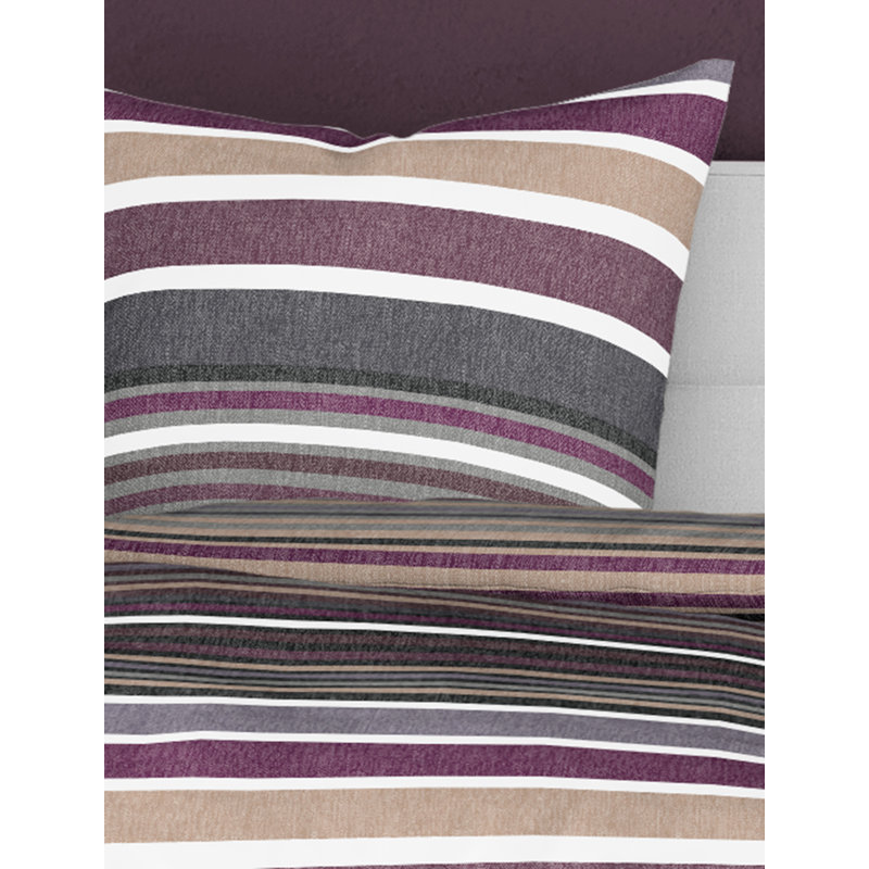 4067 Flannel Striped Duvet Cover Set with Pillow Shams