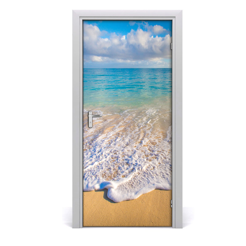 Tropical Beach Door Decal, 205cm H x 95cm W