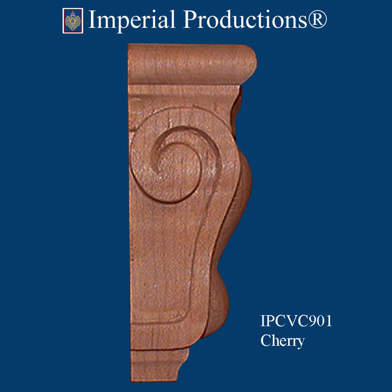 Corbeau à volutes H 4 3/8 po x l 3 po x P 1 5/8 po, Cerisier