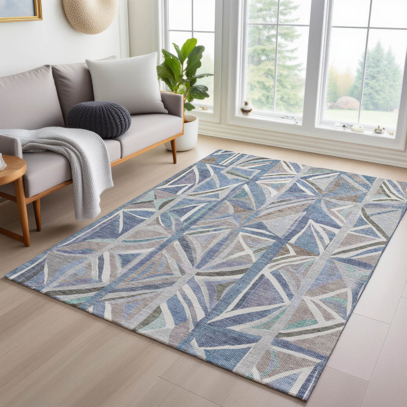 Machine Washable Indoor/Outdoor Layton ACN2253 Geometric Rug, Rectangle 5' x 7'6"