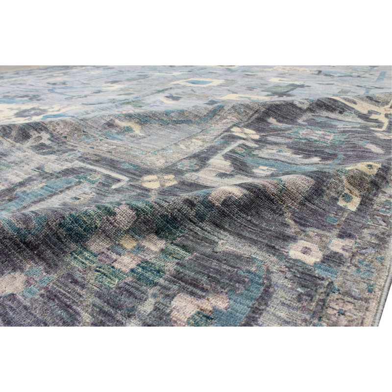 High-Quality Hand-Knotted Grey And Dark Grey Area Rug