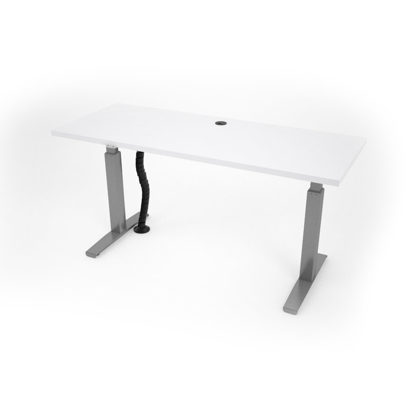 REVOH Adjustable Height Desk, Glacier White, 50" H X 60" W  x 24" D